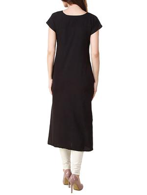 black crepe straight kurta - 14937384 - Standard Image - 2