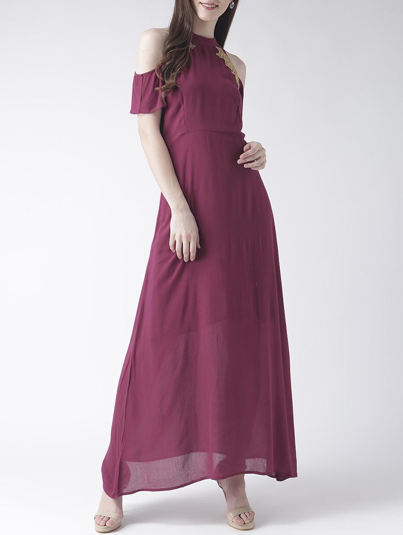 maroon rayon maxi dress - 14937681 - Zoom Image - 1