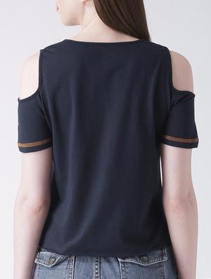 navy blue printed cotton tee - 14937691 - Standard Image - 3