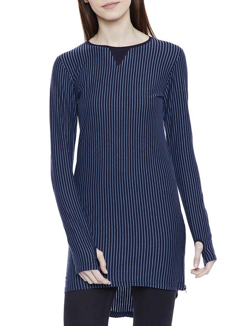 thumb hole high-low striped tunic - 14937839 - Standard Image - 1