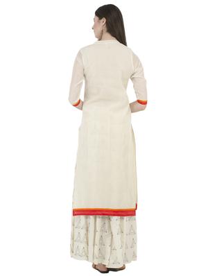 white chanderi straight kurta - 14940026 - Standard Image - 3