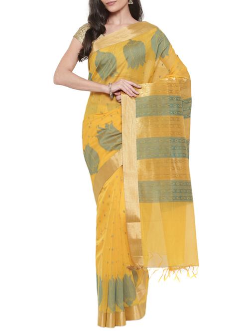 the chennai silks yellow jacquard saree with blouse - 14941769 - Standard Image - 1