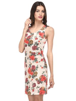 beige printed a-line dress - 14942103 - Standard Image - 2