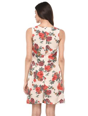 beige printed a-line dress - 14942103 - Standard Image - 3