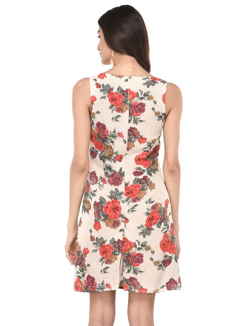beige printed a-line dress - 14942103 - Zoom Image - 3