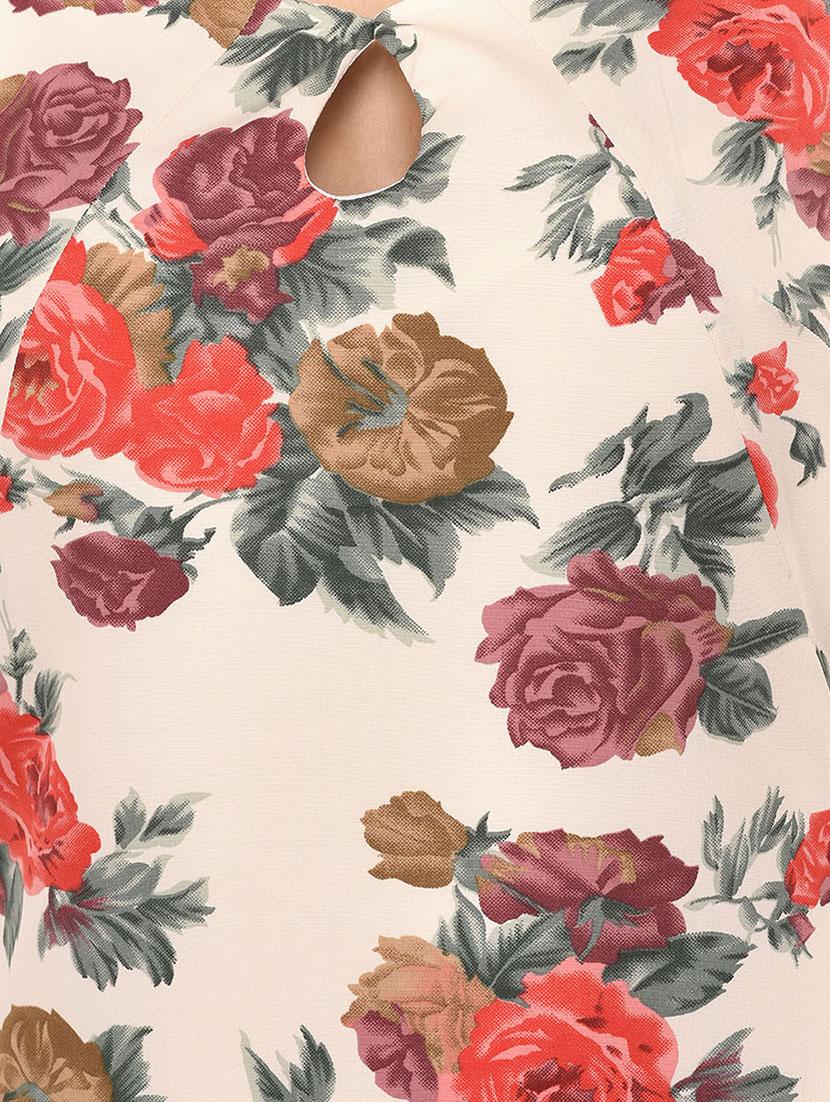 beige printed a-line dress - 14942103 - Zoom Image - 4