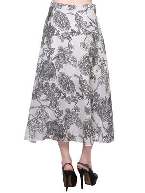 white crepe printed asymmetrical skirt - 14944629 - Standard Image - 3