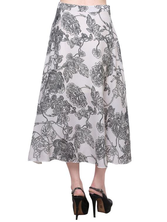 white crepe printed asymmetrical skirt - 14944629 - Zoom Image - 3