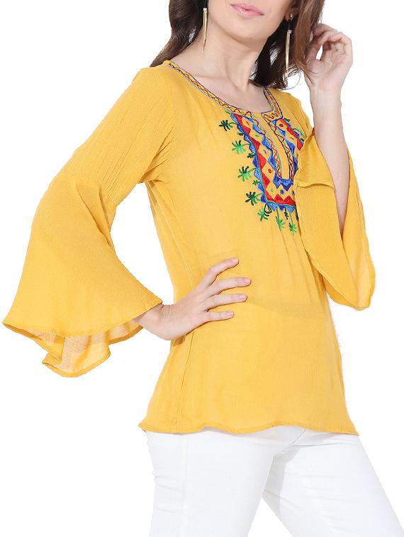 bell sleeved embroidered top - 14944744 - Zoom Image - 2