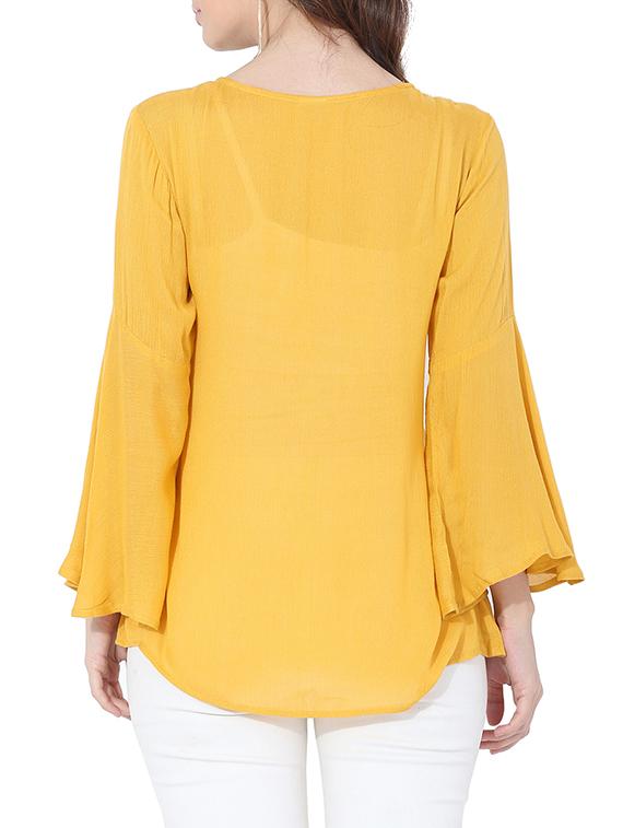 bell sleeved embroidered top - 14944744 - Zoom Image - 3