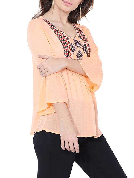 gathered detail embroidered top - 14944752 - Zoom Image - 2