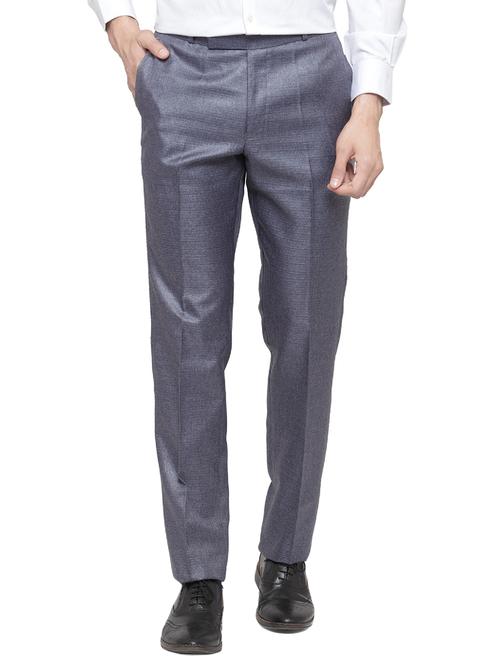 grey cotton blend flat front formal trouser - 14945140 - Standard Image - 1