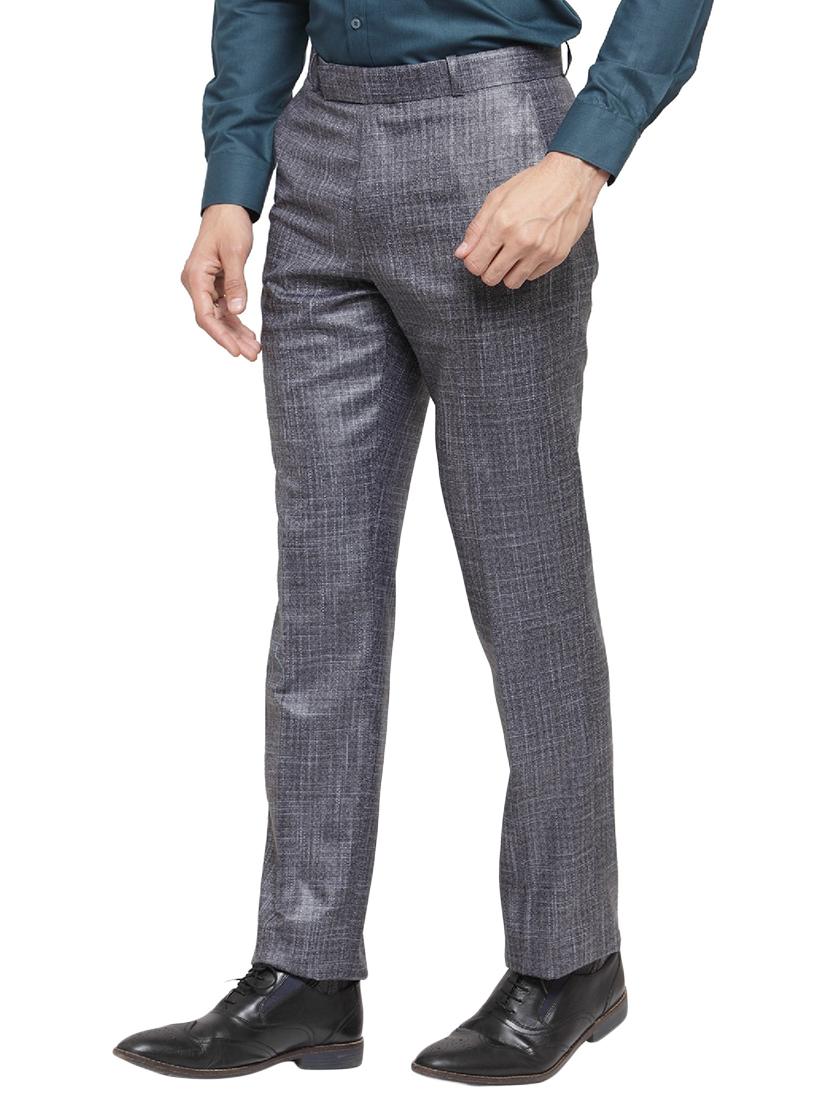 grey cotton blend flat front formal trouser - 14945144 - Zoom Image - 2