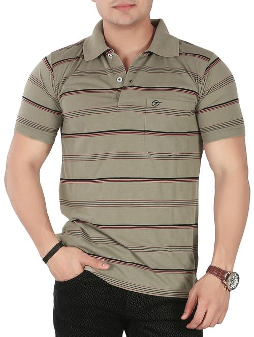 olive green cotton striped -shirt - 14946426 - Standard Image - 1