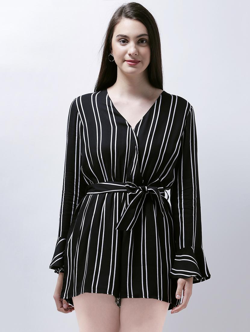 front knotted striped romper - 14946760 - Zoom Image - 2