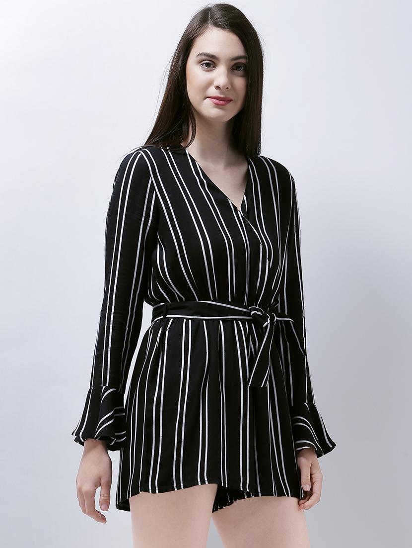 front knotted striped romper - 14946760 - Zoom Image - 3
