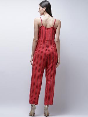 striped full leg cami jumpsuit - 14946761 - Standard Image - 3