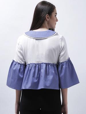 pin striped bell sleeved top - 14946762 - Standard Image - 3