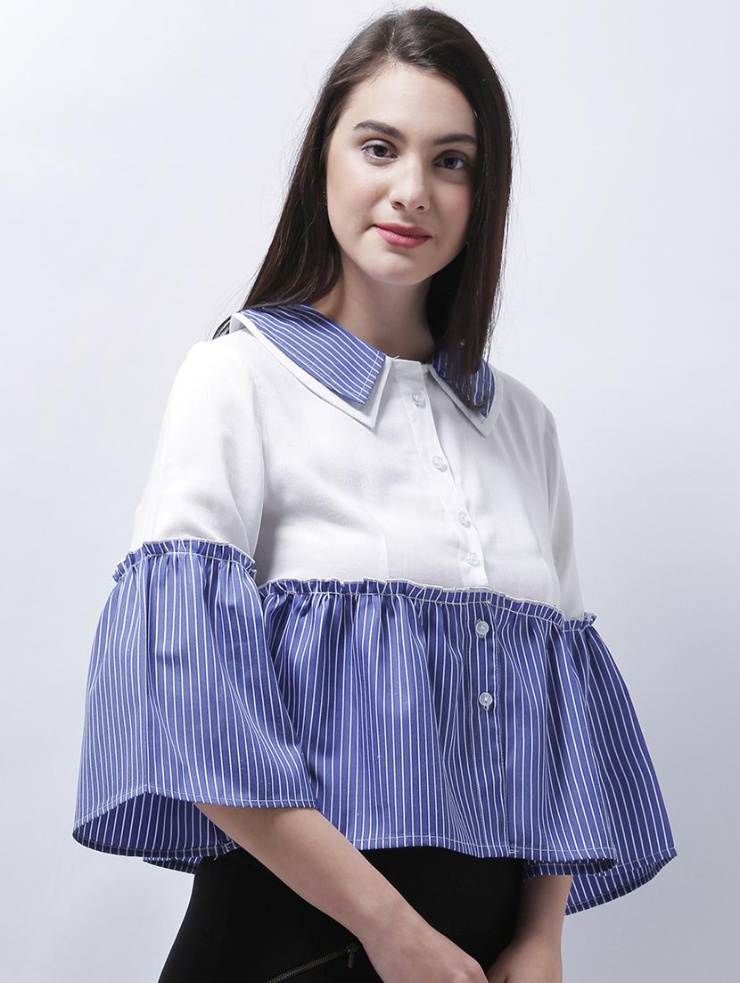 pin striped bell sleeved top - 14946762 - Zoom Image - 2