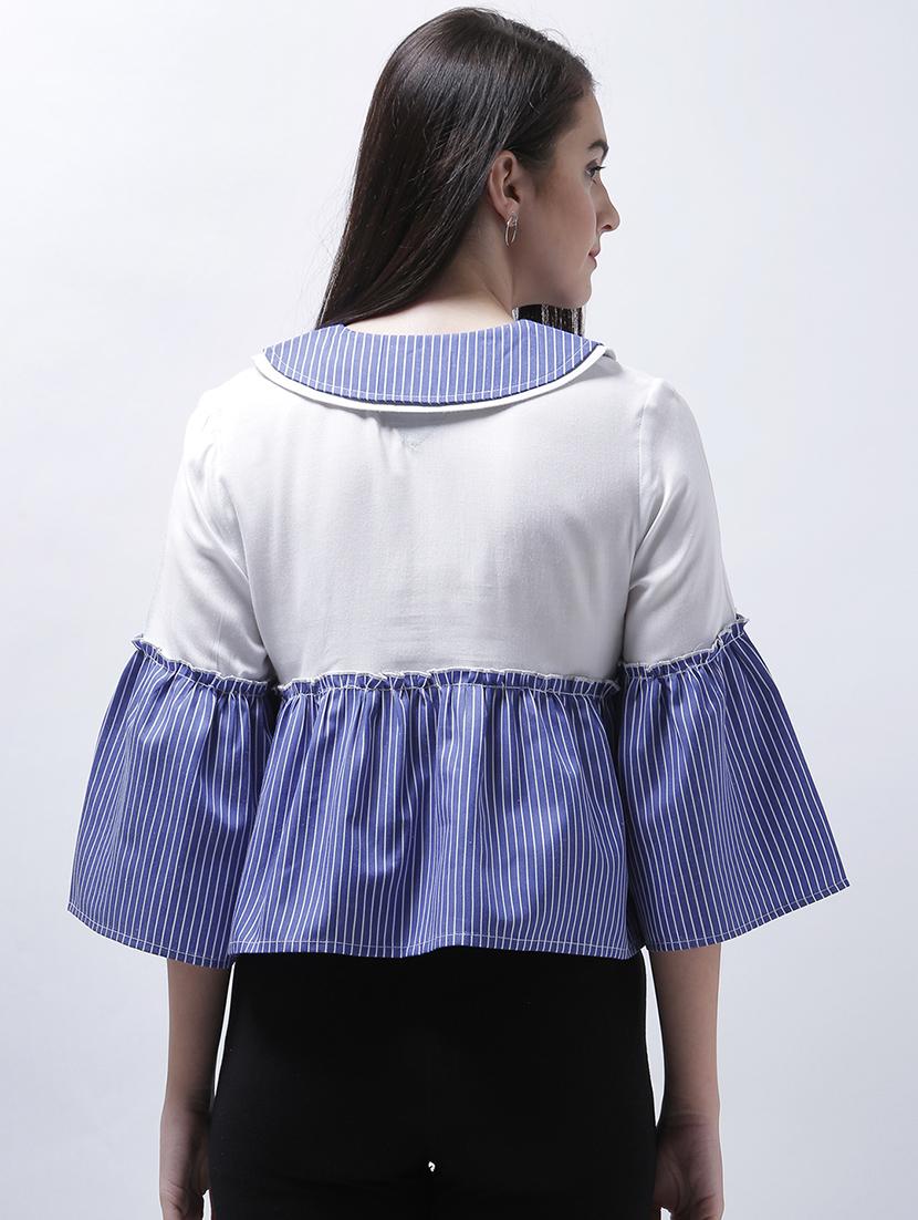 pin striped bell sleeved top - 14946762 - Zoom Image - 3