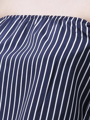 off shoulder striped top - 14946777 - Standard Image - 4