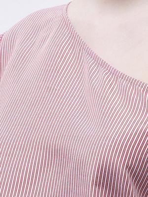 flounce ruffled single shoulder striped top - 14946781 - Standard Image - 4