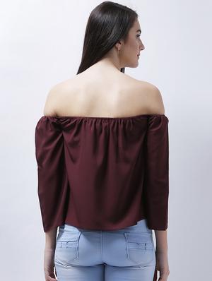 plum off shoulder top - 14946782 - Standard Image - 3