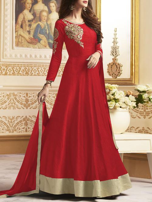 Embroidered salwar semi-stitched suit - 14946984 - Standard Image - 1