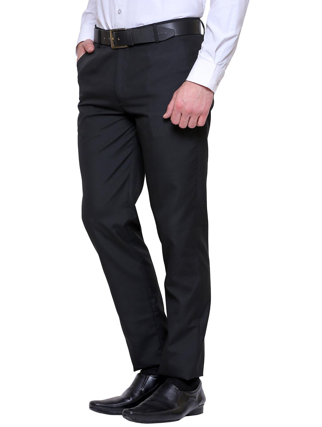black polyester blend flat front formal trouser - 14947556 - Zoom Image - 2