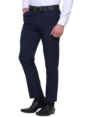 navy blue polyester blend flat front formal trouser - 14947604 - Standard Image - 2