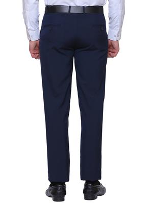 navy blue polyester blend flat front formal trouser - 14947604 - Standard Image - 3