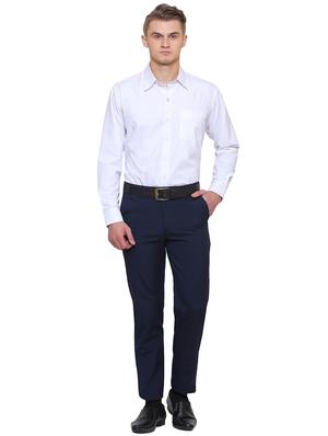 navy blue polyester blend flat front formal trouser - 14947604 - Standard Image - 4