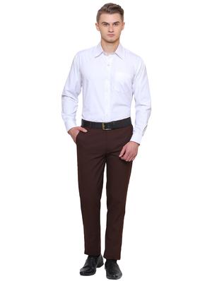 brown polyester blend flat front formal trouser - 14947658 - Standard Image - 4