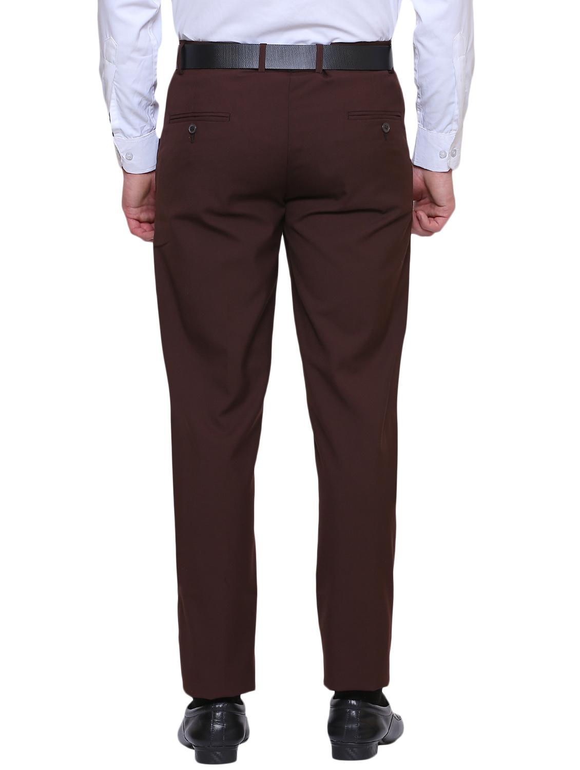 brown polyester blend flat front formal trouser - 14947658 - Zoom Image - 3