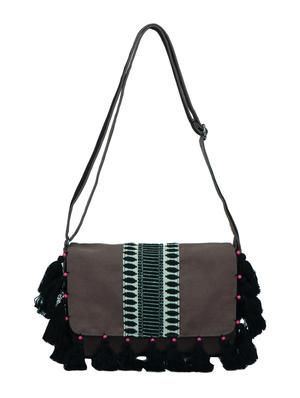grey canvas regular sling bag - 14948083 - Standard Image - 5