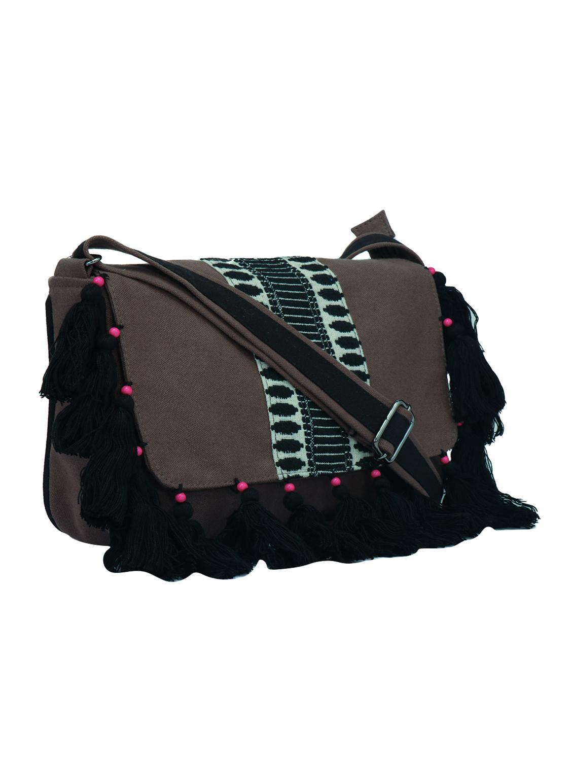 grey canvas regular sling bag - 14948083 - Zoom Image - 4