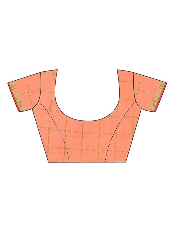 peach cotton silk woven saree with blouse - 14948254 - Zoom Image - 4