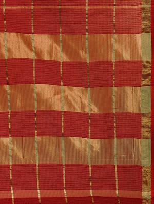 red cotton silk woven saree with blouse - 14948255 - Standard Image - 5