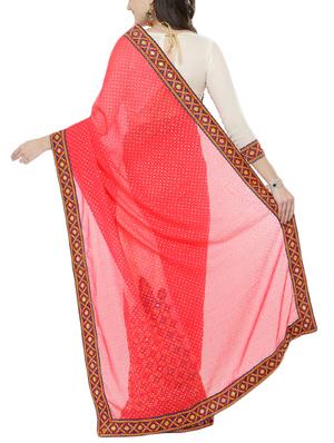pink georgette half & half saree with blouse - 14948268 - Standard Image - 2