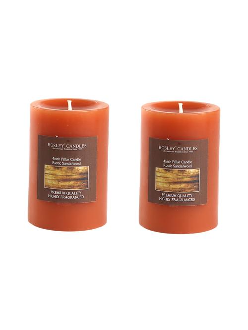 set of 2 rustic sandalwood 4 inch pillar candles - 14948785 - Standard Image - 1
