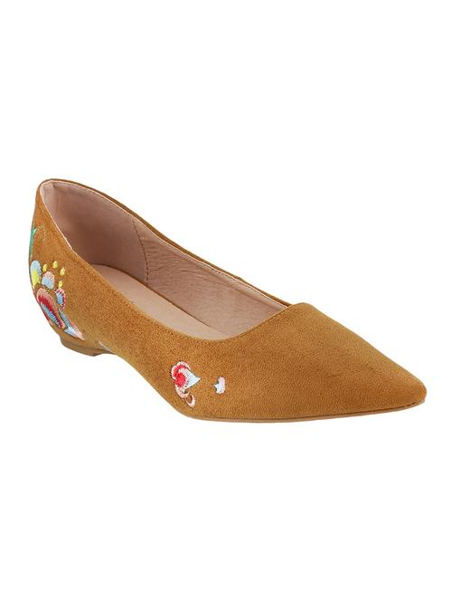 tan faux leather slip on ballerina - 14949184 - Standard Image - 1