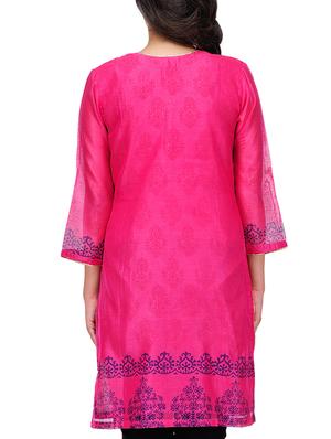 fuchsia designs pink cotton straight kurta - 14950540 - Standard Image - 3