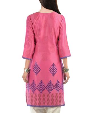 fuchsia designs pink cotton straight kurta - 14950541 - Standard Image - 2