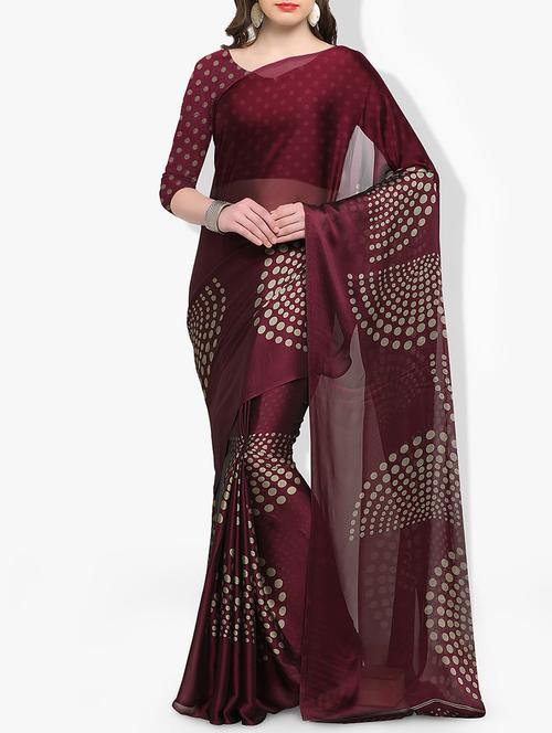magenta printed saree with blouse - 14951364 - Standard Image - 1