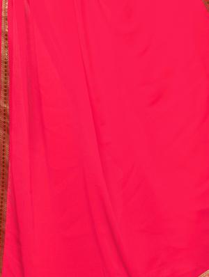 pink silk blend bordered saree with blouse - 14951502 - Standard Image - 4