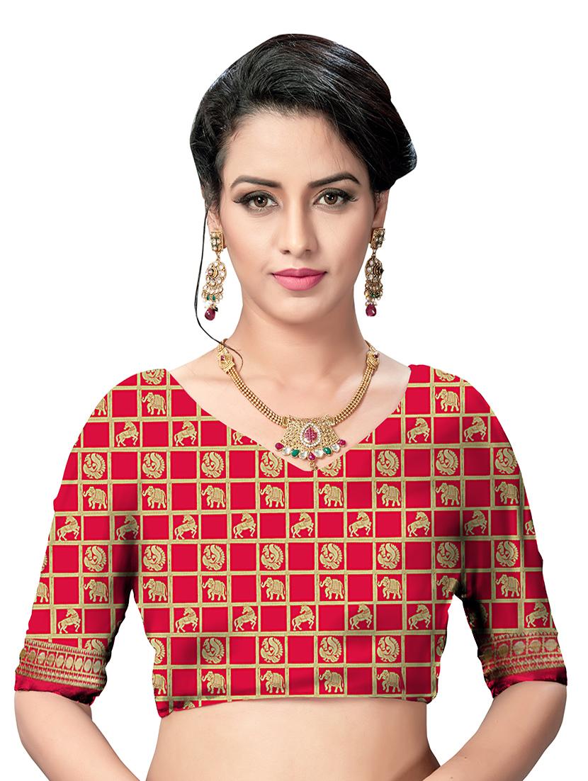 pink silk blend bordered saree with blouse - 14951502 - Zoom Image - 3