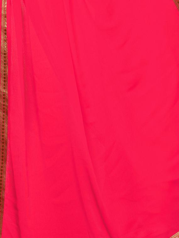 pink silk blend bordered saree with blouse - 14951502 - Zoom Image - 4