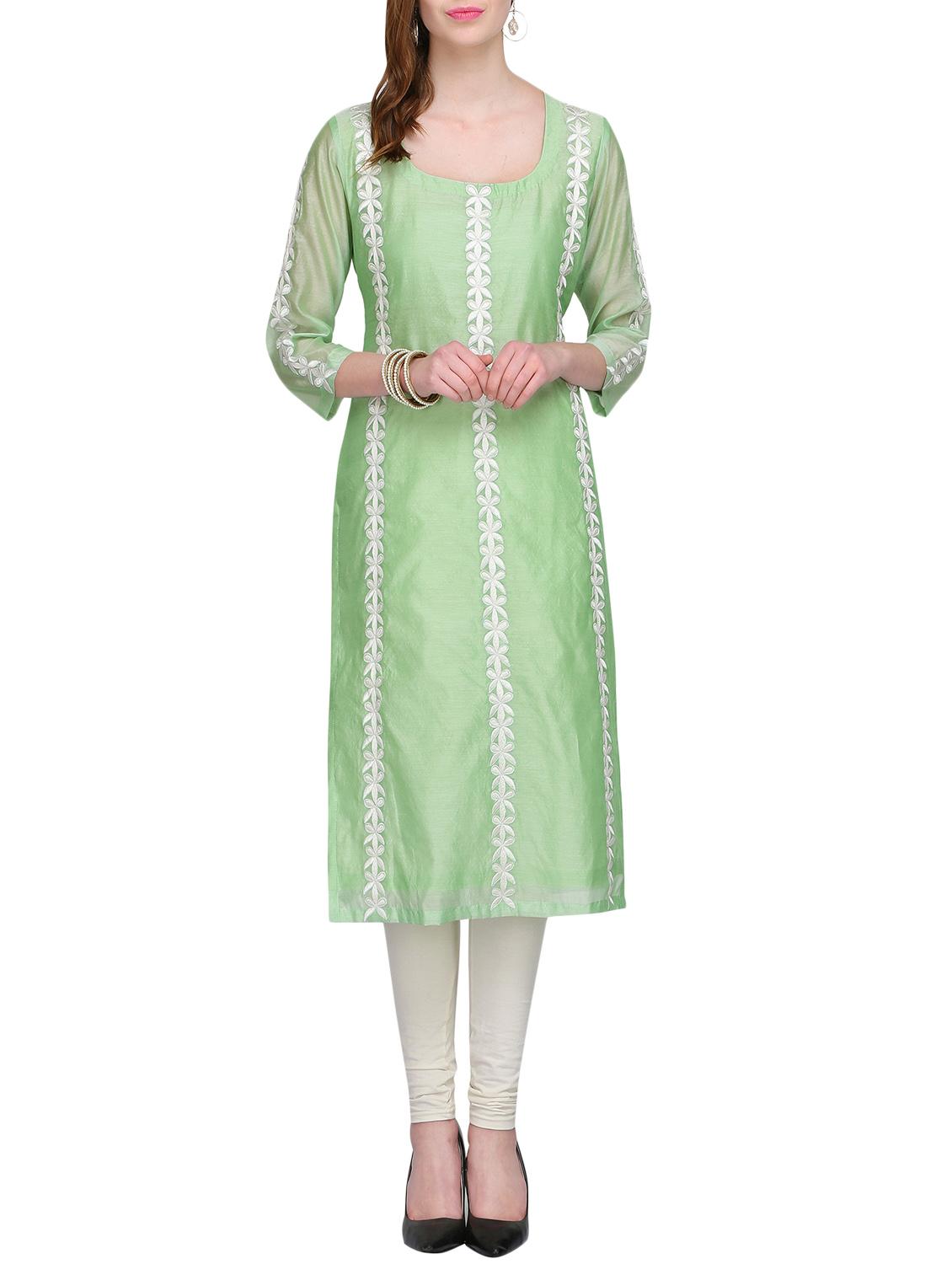 kaanchie nanggia chanderi embroidered kurta - 14952596 - Zoom Image - 1