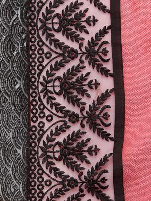 black georgette embroidered saree with blouse - 14952907 - Standard Image - 3