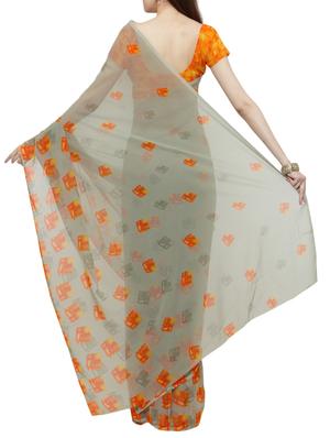 grey georgette printed saree with blouse - 14952982 - Standard Image - 2